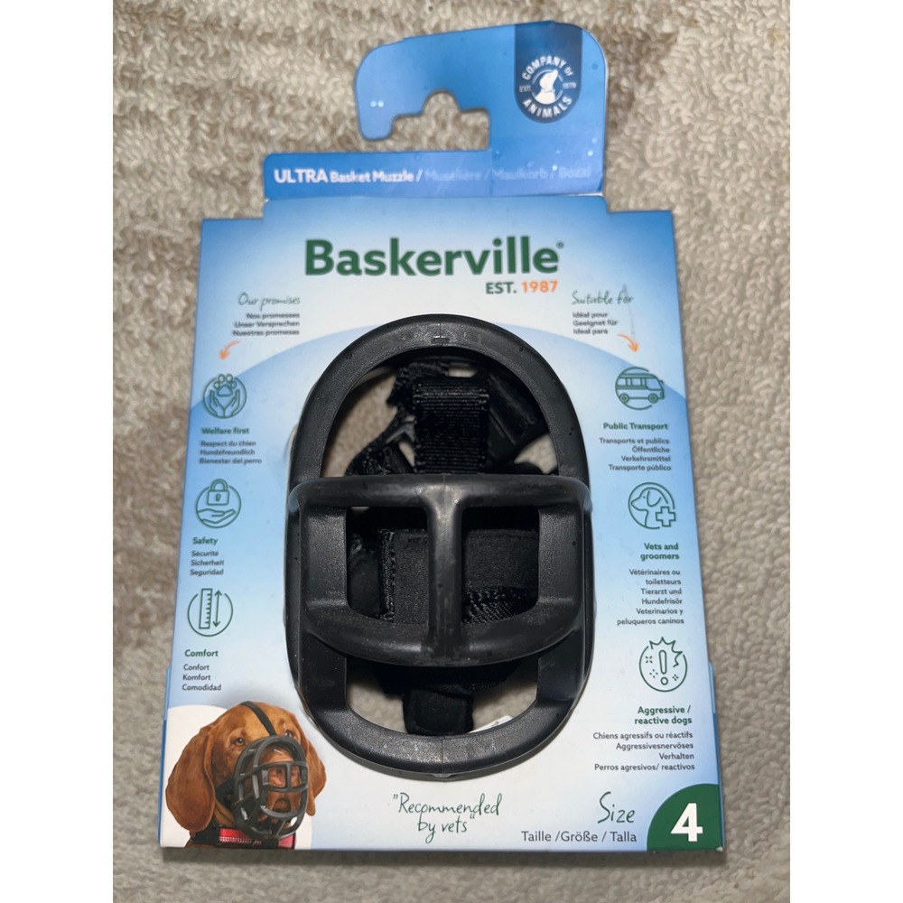Baskerville Ultra Basket Muzzle Black Size 4 Dog Training Safety Muzzle New